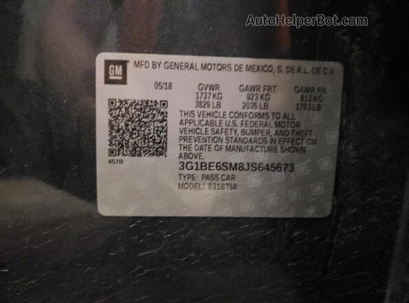 3G1BE6SM8JS645673 2018 CHEVROLET CRUZE Silver 