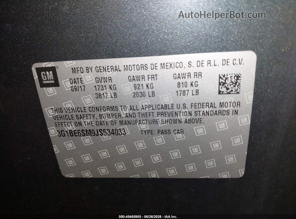3G1BE6SM9JS534033 2018 CHEVROLET CRUZE Gray Engine compartment view