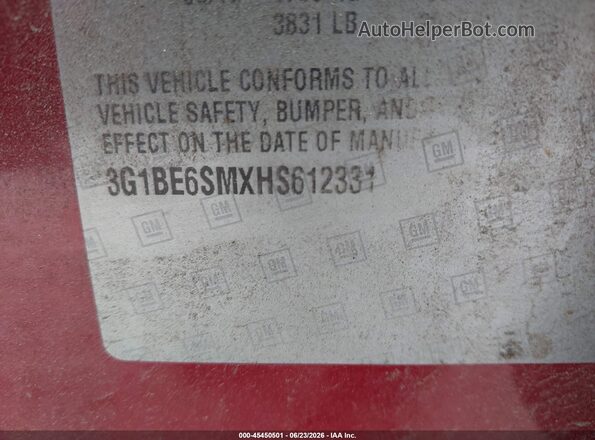 3G1BE6SMXHS612331 2017 CHEVROLET CRUZE Red Widok komory silnika