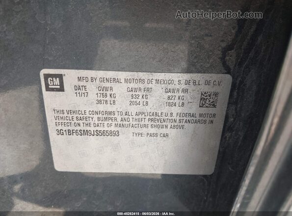 3G1BF6SM9JS565893 2018 CHEVROLET CRUZE Серый Вид подкапотного пространства