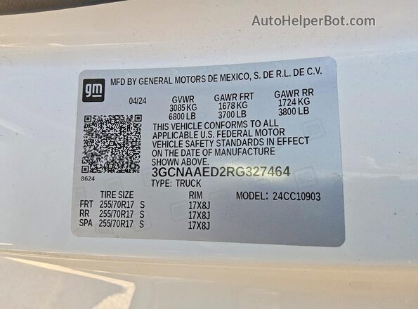 3GCNAAED2RG327464 2024 CHEVROLET SILVERADO White ძრავის განყოფილების ხედი