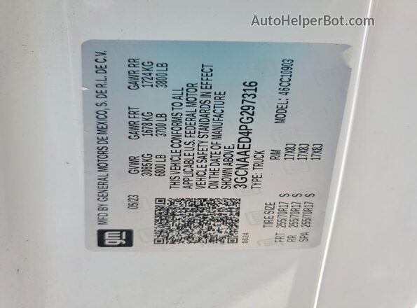 3GCNAAED4PG297316 2023 CHEVROLET SILVERADO White Widok komory silnika