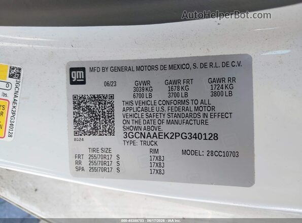 3GCNAAEK2PG340128 2023 CHEVROLET SILVERADO White Widok komory silnika