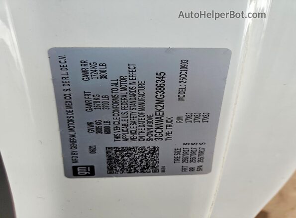 3GCNWAEK2MG386345 2021 CHEVROLET SILVERADO White 