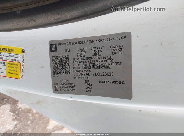 3GCNYAEF7LG126633 2020 CHEVROLET SILVERADO Белый Вид подкапотного пространства