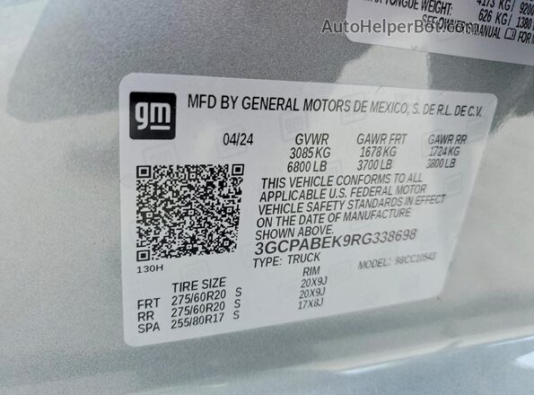 3GCPABEK9RG338698 2024 CHEVROLET SILVERADO Gray Շարժիչի բաժամունքի տեսք
