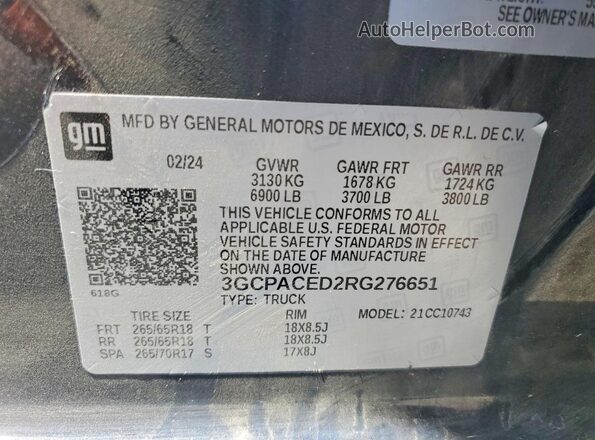 3GCPACED2RG276651 2024 CHEVROLET SILVERADO Black Engine compartment view