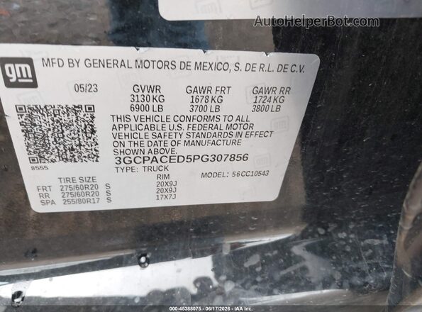 3GCPACED5PG307856 2023 CHEVROLET SILVERADO Black Engine compartment view