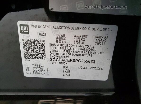 3GCPACEK0PG255633 2023 CHEVROLET SILVERADO Black Вид підкапотного простору