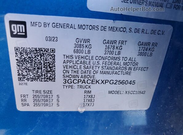 3GCPACEKXPG256045 2023 CHEVROLET SILVERADO Blue 