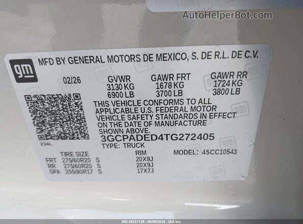 3GCPADED4TG272405 2026 CHEVROLET SILVERADO Brown Engine compartment view