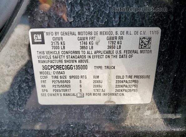 3GCPCREC0GG135000 2016 CHEVROLET SILVERADO Black Вид підкапотного простору