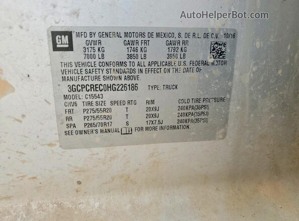 3GCPCREC0HG226186 2017 CHEVROLET SILVERADO Silver Widok komory silnika