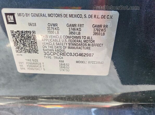 3GCPCREC0JG462987 2018 CHEVROLET SILVERADO Black 