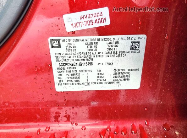 3GCPCREC1HG115498 2017 CHEVROLET SILVERADO Red Вид підкапотного простору