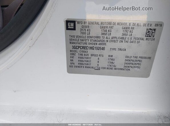 3GCPCREC1HG192646 2017 CHEVROLET SILVERADO White Շարժիչի բաժամունքի տեսք