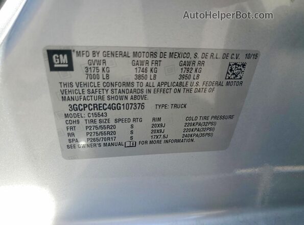 3GCPCREC4GG107376 2016 CHEVROLET SILVERADO Silver Շարժիչի բաժամունքի տեսք