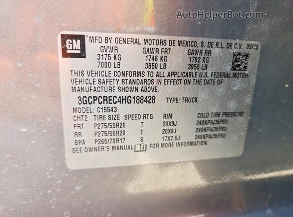 3GCPCREC4HG188428 2017 CHEVROLET SILVERADO Gray Շարժիչի բաժամունքի տեսք