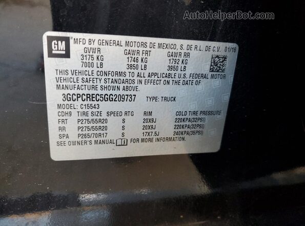 3GCPCREC5GG209737 2016 CHEVROLET SILVERADO Black ძრავის განყოფილების ხედი