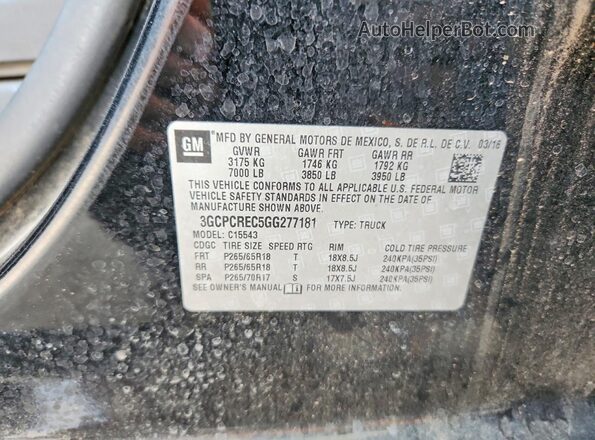 3GCPCREC5GG277181 2016 CHEVROLET SILVERADO Black ძრავის განყოფილების ხედი