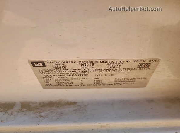 3GCPCREC5HG317258 2017 CHEVROLET SILVERADO White 