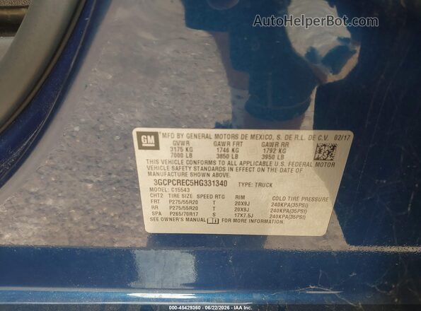 3GCPCREC5HG331340 2017 CHEVROLET SILVERADO Blue Widok komory silnika