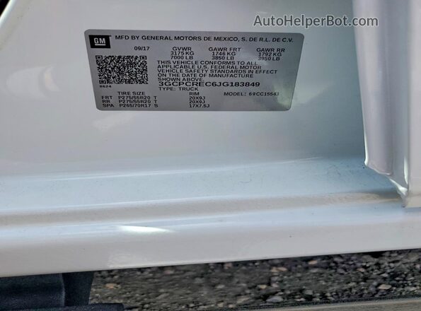 3GCPCREC6JG183849 2018 CHEVROLET SILVERADO White Вид підкапотного простору