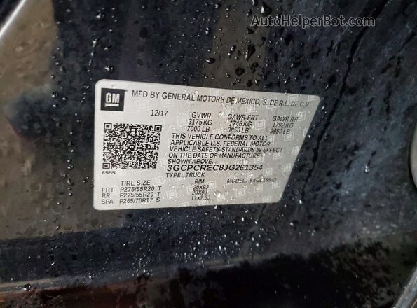 3GCPCREC8JG261354 2018 CHEVROLET SILVERADO Black VIN კოდის სტიკერის ხედი