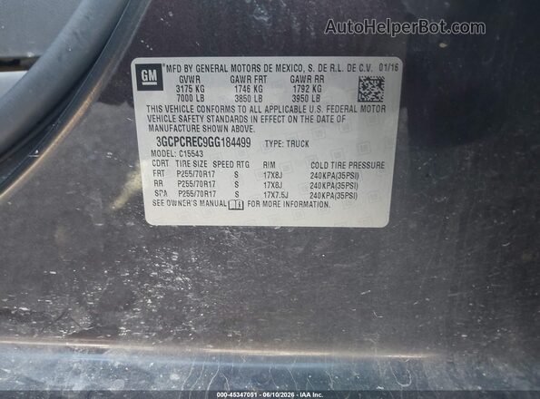 3GCPCREC9GG184499 2016 CHEVROLET SILVERADO Black Շարժիչի բաժամունքի տեսք