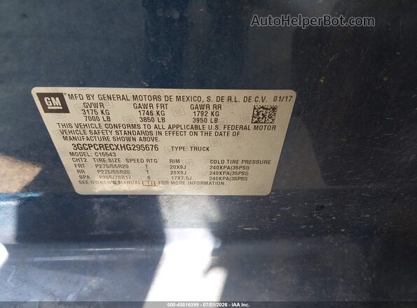 3GCPCRECXHG295676 2017 CHEVROLET SILVERADO Blue ძრავის განყოფილების ხედი