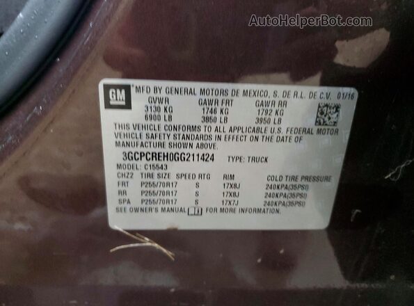 3GCPCREH0GG211424 2016 CHEVROLET SILVERADO Brown Vista del compartimento del motor