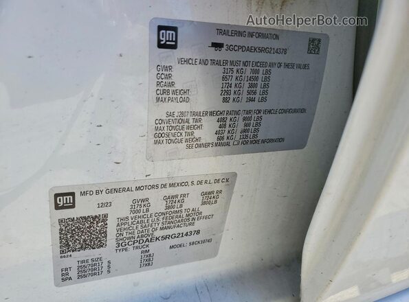 3GCPDAEK5RG214378 2024 CHEVROLET SILVERADO White Շարժիչի բաժամունքի տեսք