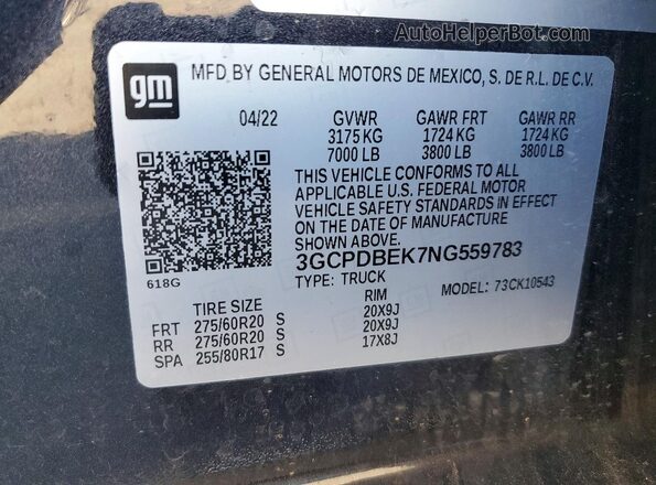 3GCPDBEK7NG559783 2022 CHEVROLET SILVERADO Black Engine compartment view