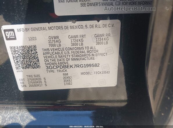 3GCPDBEK7RG199582 2024 CHEVROLET SILVERADO Black Շարժիչի բաժամունքի տեսք