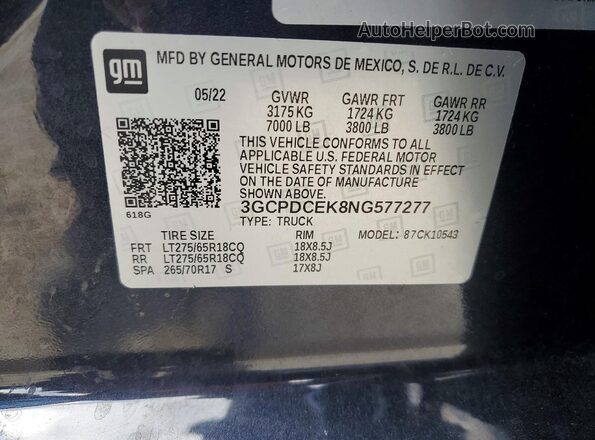 3GCPDCEK8NG577277 2022 CHEVROLET SILVERADO Black Widok komory silnika