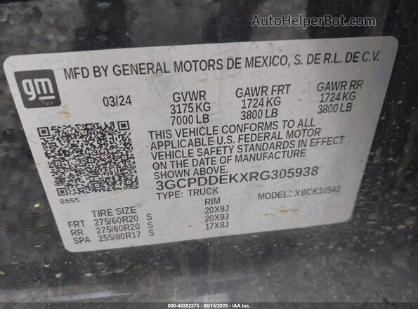3GCPDDEKXRG305938 2024 CHEVROLET SILVERADO Black Շարժիչի բաժամունքի տեսք