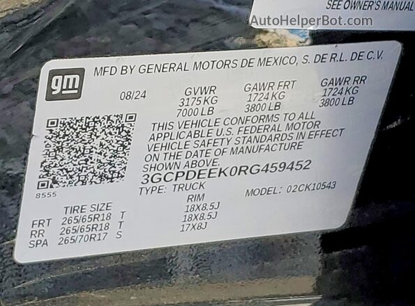 3GCPDEEK0RG459452 2024 CHEVROLET SILVERADO Black 
