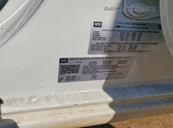 3GCPKAEK6SG366391 2025 CHEVROLET SILVERADO White Вид підкапотного простору
