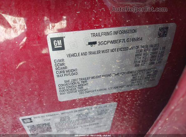 3GCPWBEF7LG165954 2020 CHEVROLET SILVERADO Темно-бордовый Вид подкапотного пространства