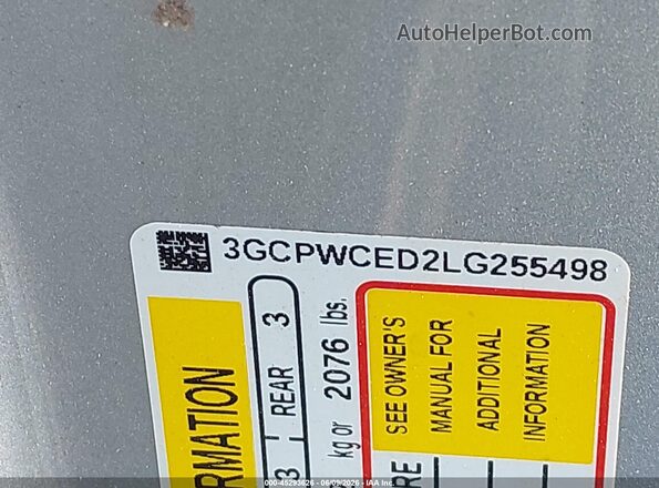 3GCPWCED2LG255498 2020 CHEVROLET SILVERADO Silver Widok komory silnika