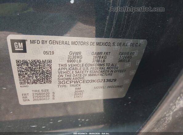 3GCPWCED3KG213629 2019 CHEVROLET SILVERADO Blue Widok komory silnika