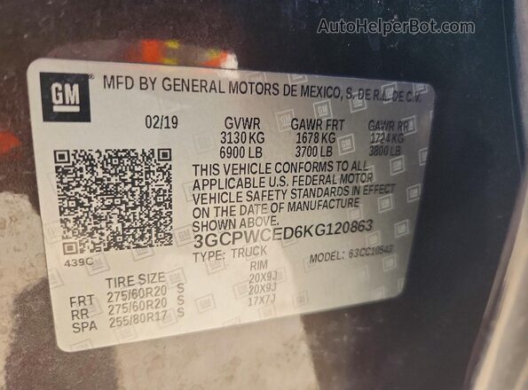 3GCPWCED6KG120863 2019 CHEVROLET SILVERADO Коричневый Вид подкапотного пространства