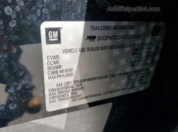 3GCPWCEDXLG177410 2020 CHEVROLET SILVERADO Черный 