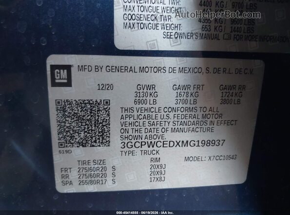 3GCPWCEDXMG198937 2021 CHEVROLET SILVERADO Dark Blue Вид подкапотного пространства