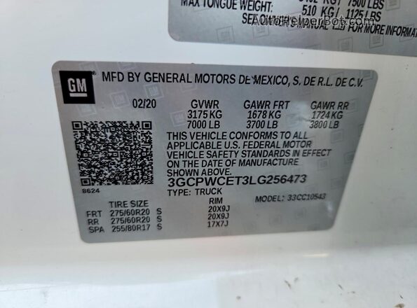 3GCPWCET3LG256473 2020 CHEVROLET SILVERADO White Widok komory silnika