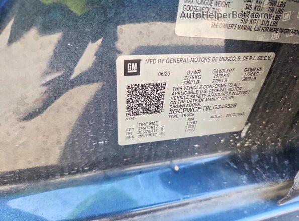 3GCPWCET9LG345528 2020 CHEVROLET SILVERADO Серый Вид подкапотного пространства