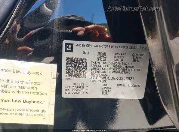 3GCPWDED9KG246821 2019 CHEVROLET SILVERADO Black Շարժիչի բաժամունքի տեսք