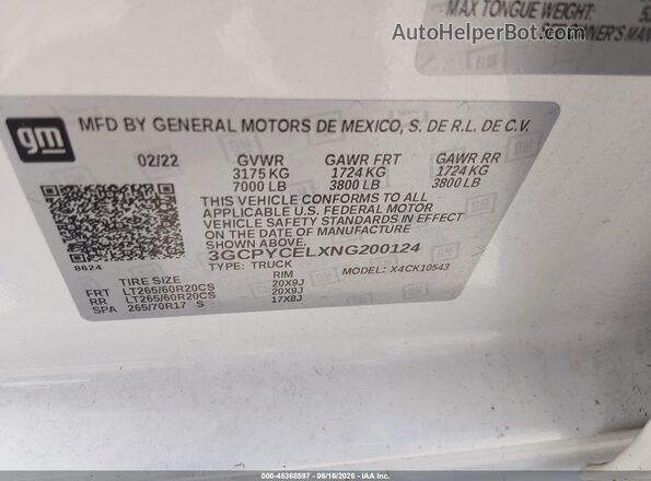 3GCPYCELXNG200124 2022 CHEVROLET SILVERADO White ძრავის განყოფილების ხედი