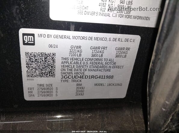 3GCUD4ED1RG411988 2024 CHEVROLET SILVERADO Black Engine compartment view