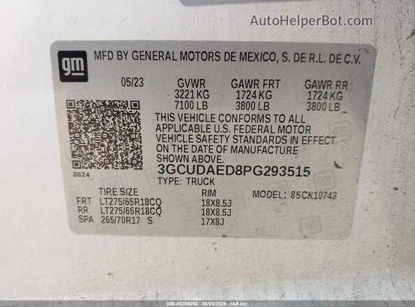 3GCUDAED8PG293515 2023 CHEVROLET SILVERADO White Vista del compartimento del motor